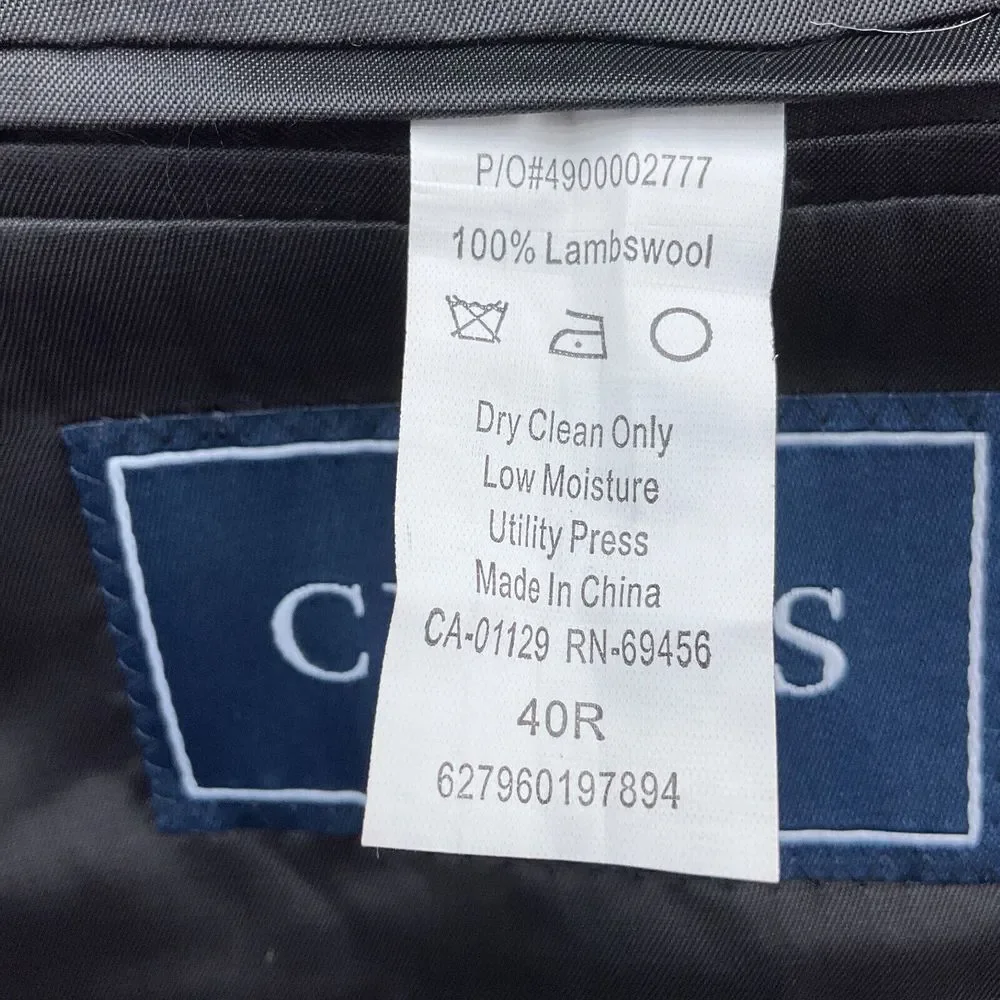 Chaps Blazer Men 40R Black Gray Brown Lambswool Classic‎ Career Sport Jacket